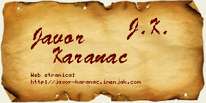 Javor Karanac vizit kartica
